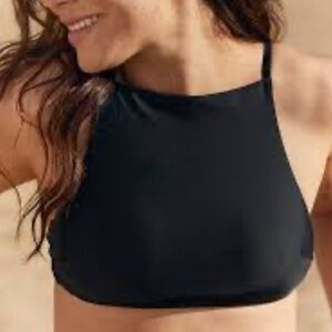 Aerie High Neck Crop Bikini Top Black XS | Padded | Adjustable Back NWT